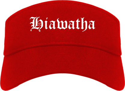 Hiawatha Iowa IA Old English Mens Visor Cap Hat Red