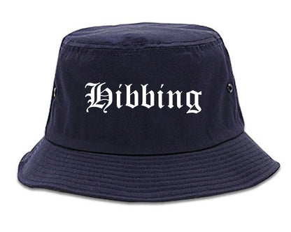 Hibbing Minnesota MN Old English Mens Bucket Hat Navy Blue