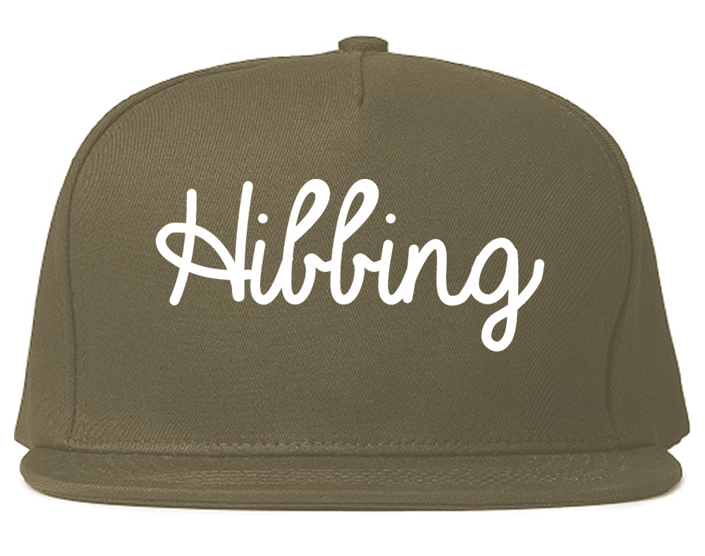 Hibbing Minnesota MN Script Mens Snapback Hat Grey