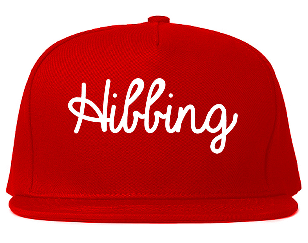 Hibbing Minnesota MN Script Mens Snapback Hat Red