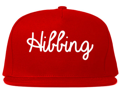 Hibbing Minnesota MN Script Mens Snapback Hat Red