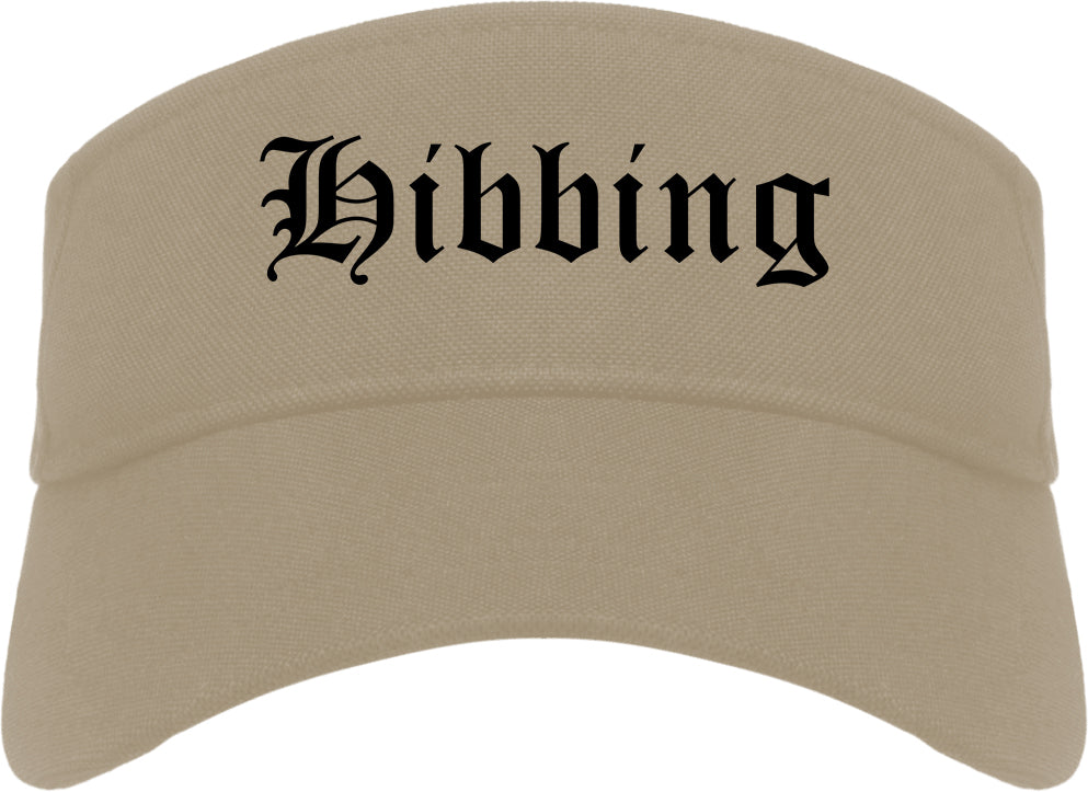 Hibbing Minnesota MN Old English Mens Visor Cap Hat Khaki