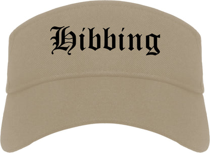 Hibbing Minnesota MN Old English Mens Visor Cap Hat Khaki