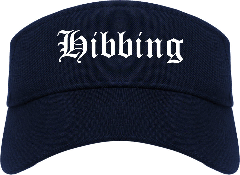 Hibbing Minnesota MN Old English Mens Visor Cap Hat Navy Blue