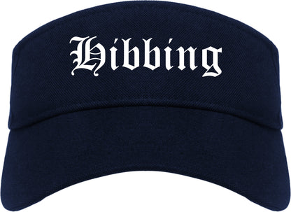 Hibbing Minnesota MN Old English Mens Visor Cap Hat Navy Blue