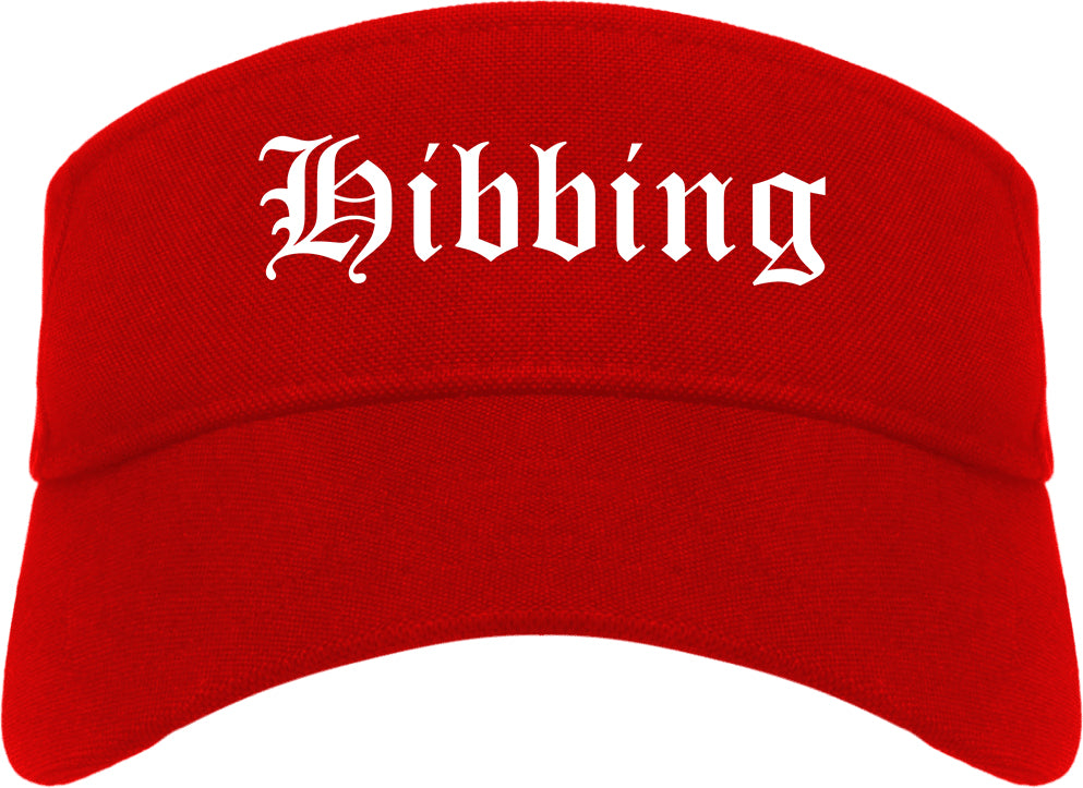 Hibbing Minnesota MN Old English Mens Visor Cap Hat Red
