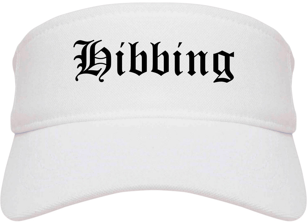 Hibbing Minnesota MN Old English Mens Visor Cap Hat White