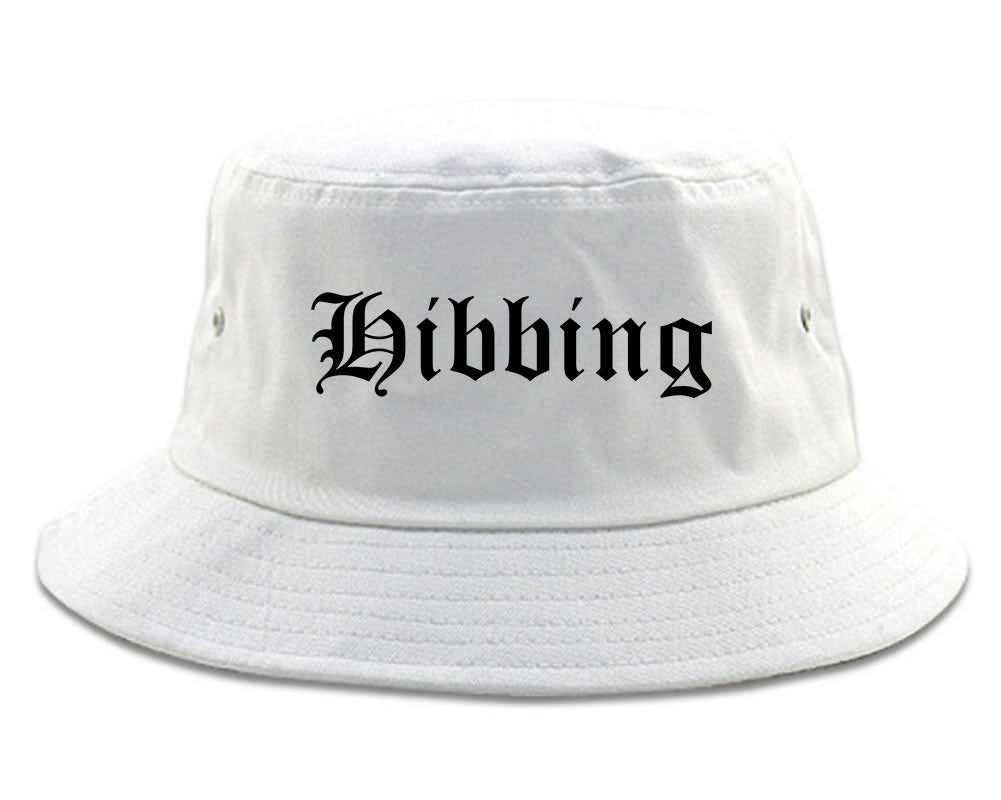 Hibbing Minnesota MN Old English Mens Bucket Hat White