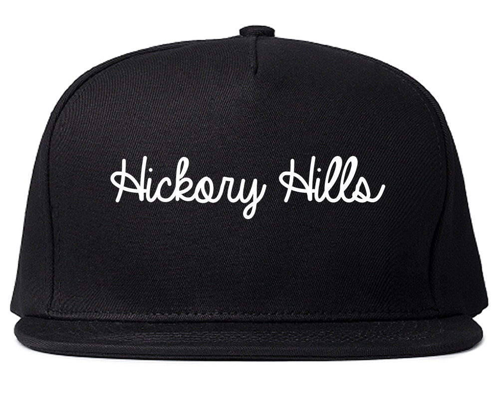 Hickory Hills Illinois IL Script Mens Snapback Hat Black