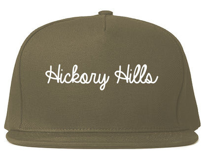 Hickory Hills Illinois IL Script Mens Snapback Hat Grey