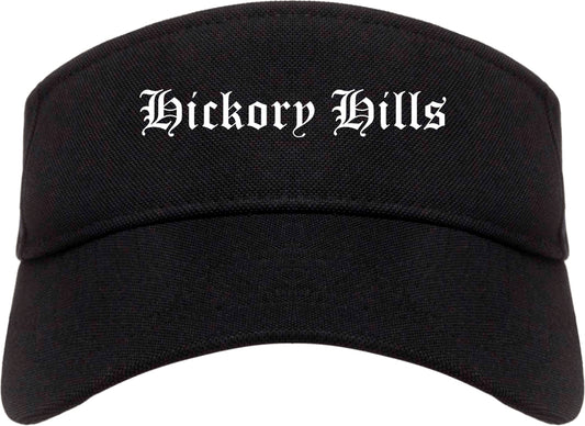 Hickory Hills Illinois IL Old English Mens Visor Cap Hat Black