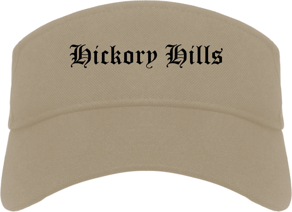 Hickory Hills Illinois IL Old English Mens Visor Cap Hat Khaki