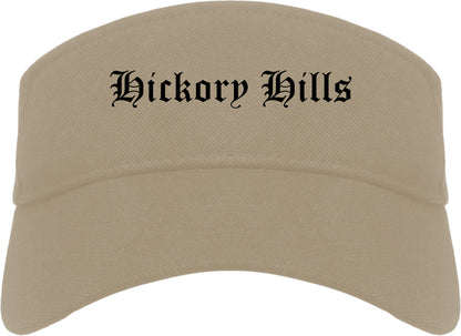 Hickory Hills Illinois IL Old English Mens Visor Cap Hat Khaki