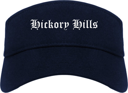 Hickory Hills Illinois IL Old English Mens Visor Cap Hat Navy Blue