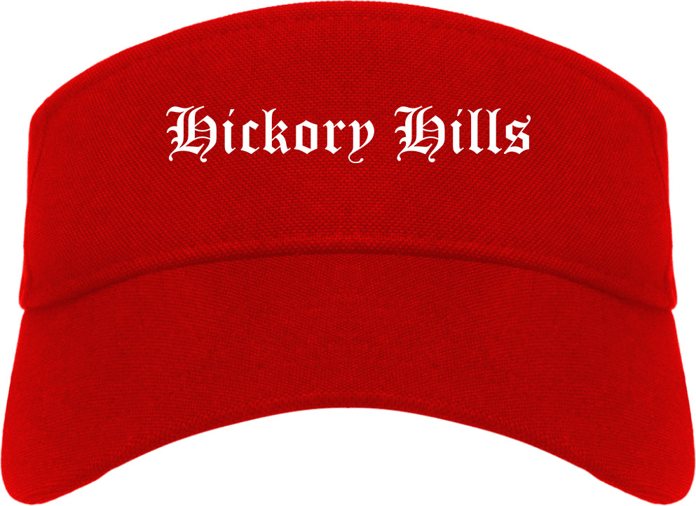 Hickory Hills Illinois IL Old English Mens Visor Cap Hat Red