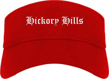 Hickory Hills Illinois IL Old English Mens Visor Cap Hat Red