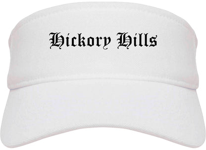 Hickory Hills Illinois IL Old English Mens Visor Cap Hat White