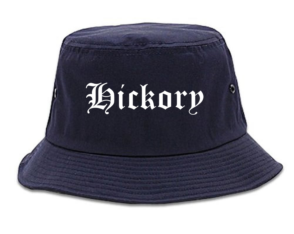 Hickory North Carolina NC Old English Mens Bucket Hat Navy Blue