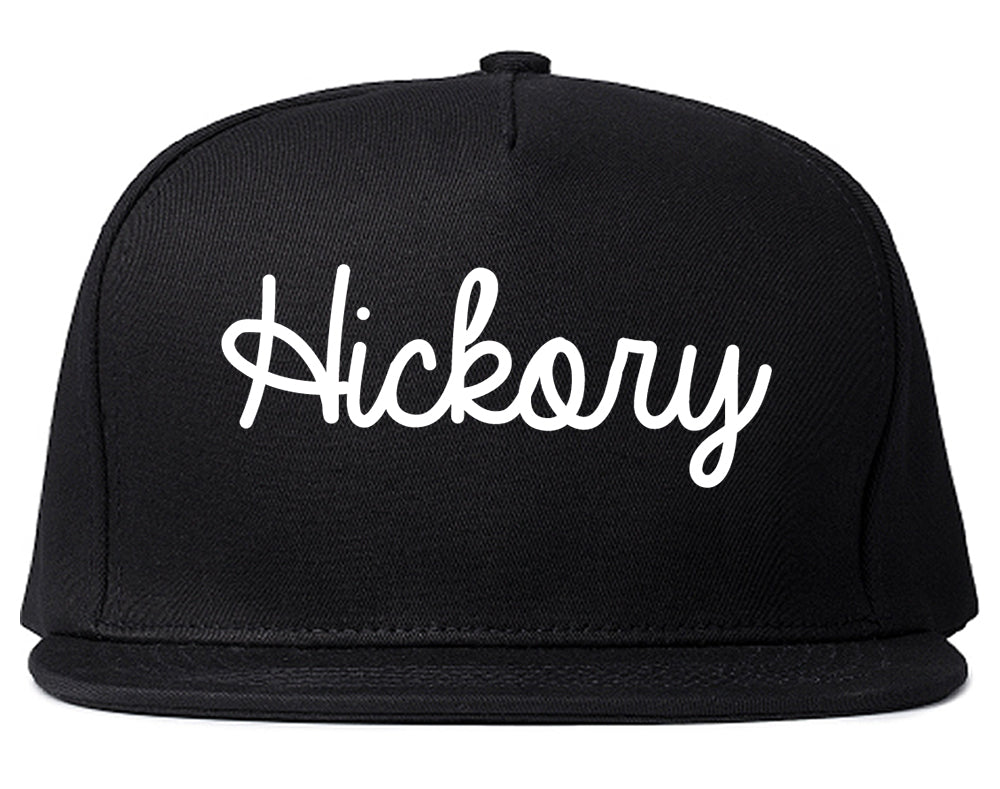 Hickory North Carolina NC Script Mens Snapback Hat Black