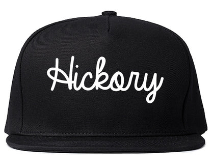 Hickory North Carolina NC Script Mens Snapback Hat Black