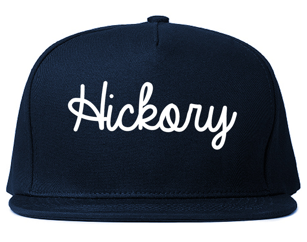 Hickory North Carolina NC Script Mens Snapback Hat Navy Blue