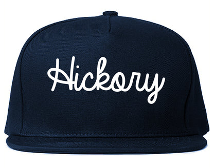 Hickory North Carolina NC Script Mens Snapback Hat Navy Blue