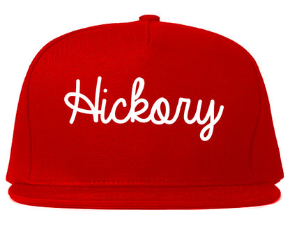 Hickory North Carolina NC Script Mens Snapback Hat Red