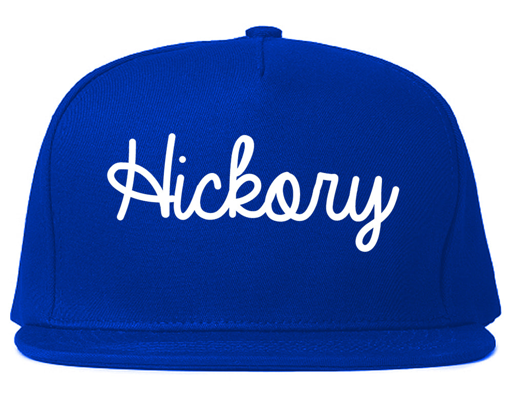 Hickory North Carolina NC Script Mens Snapback Hat Royal Blue