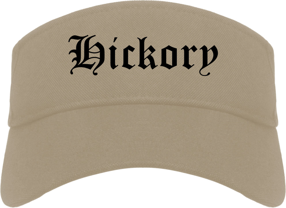 Hickory North Carolina NC Old English Mens Visor Cap Hat Khaki