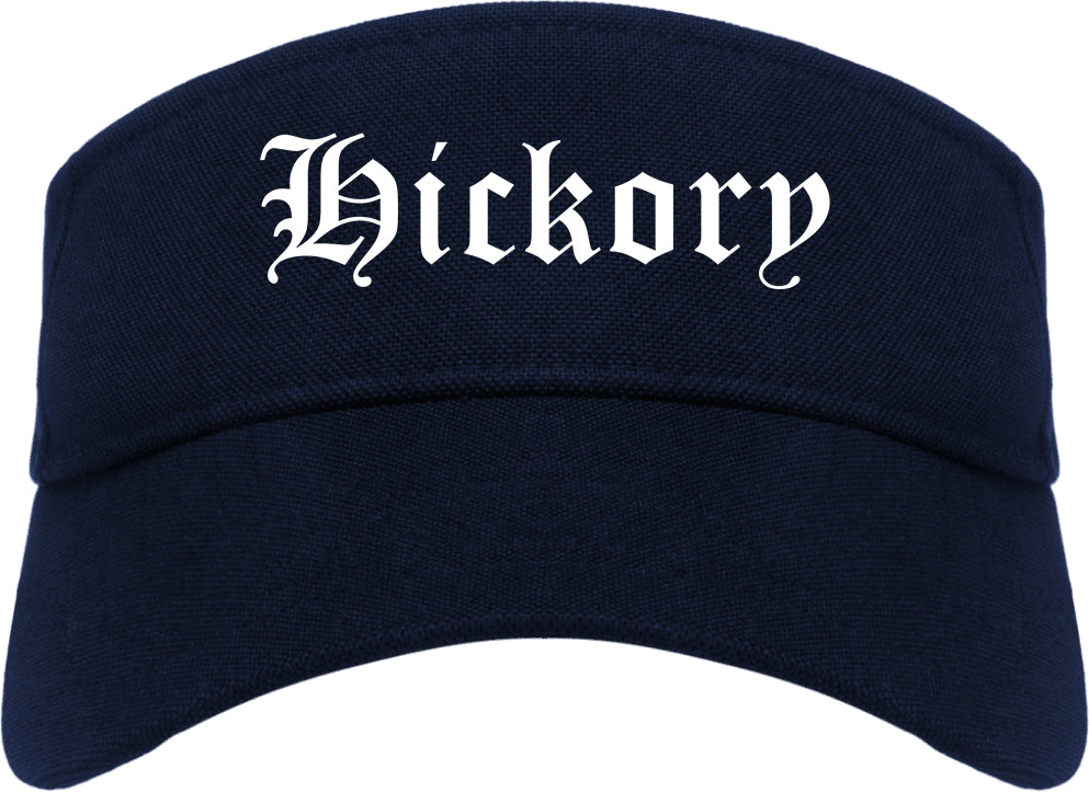 Hickory North Carolina NC Old English Mens Visor Cap Hat Navy Blue
