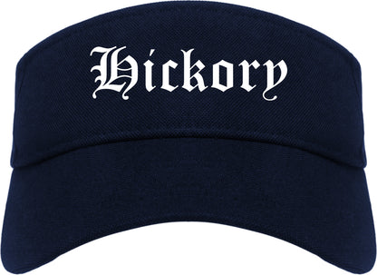 Hickory North Carolina NC Old English Mens Visor Cap Hat Navy Blue