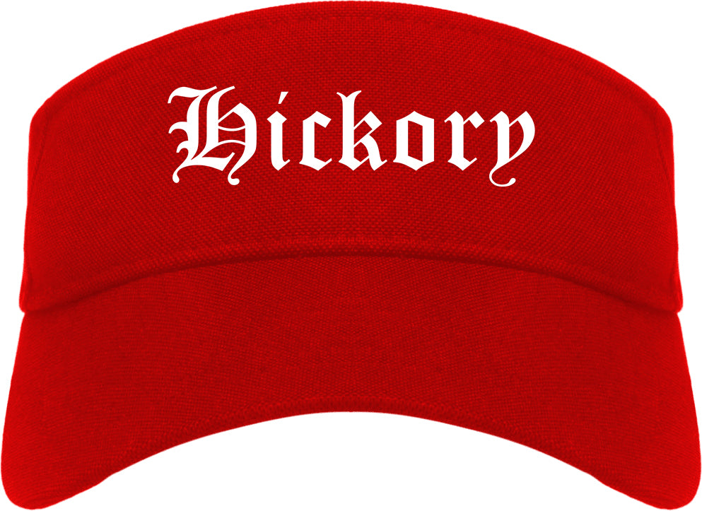 Hickory North Carolina NC Old English Mens Visor Cap Hat Red