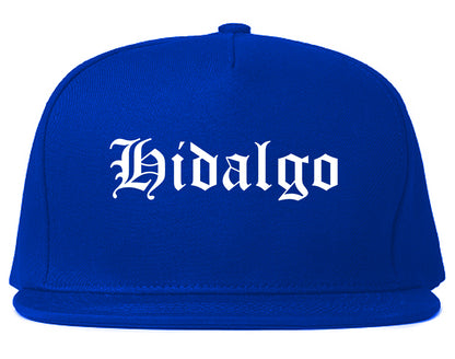 Hidalgo Texas TX Old English Mens Snapback Hat Royal Blue