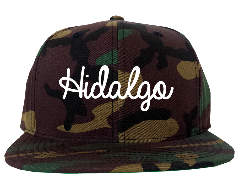 Hidalgo Texas TX Script Mens Snapback Hat Army Camo