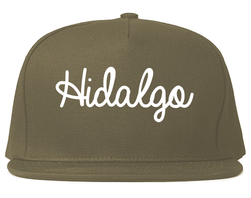Hidalgo Texas TX Script Mens Snapback Hat Grey
