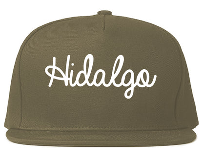 Hidalgo Texas TX Script Mens Snapback Hat Grey