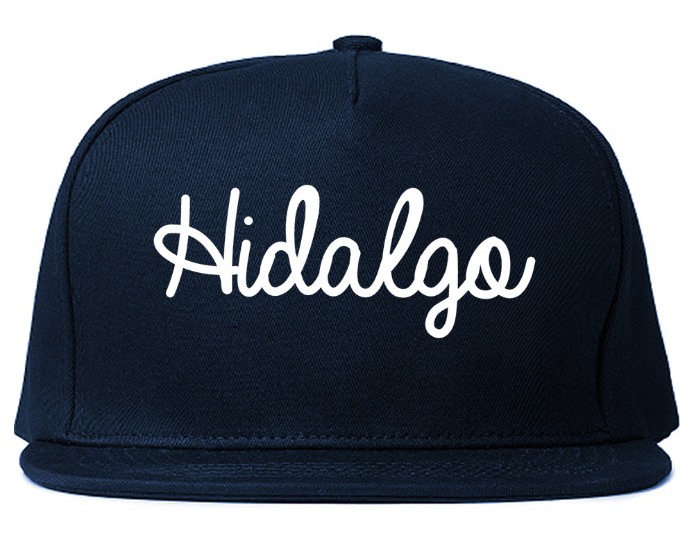 Hidalgo Texas TX Script Mens Snapback Hat Navy Blue