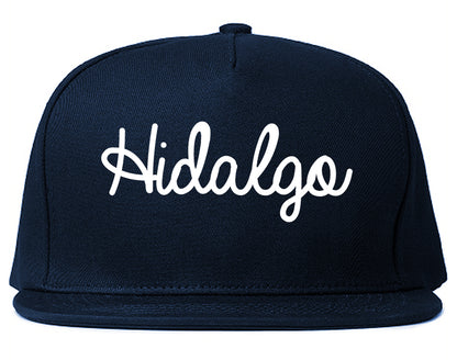 Hidalgo Texas TX Script Mens Snapback Hat Navy Blue