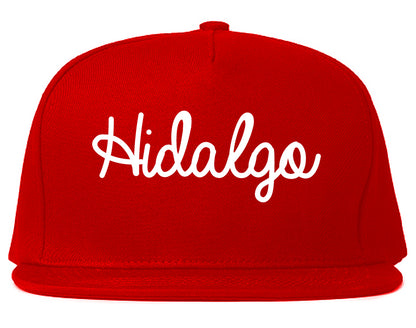 Hidalgo Texas TX Script Mens Snapback Hat Red