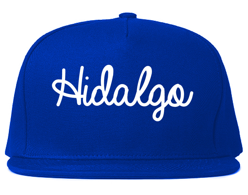 Hidalgo Texas TX Script Mens Snapback Hat Royal Blue