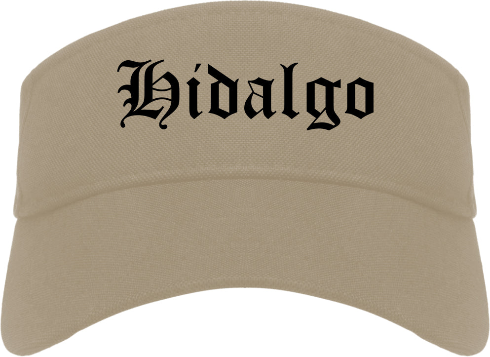 Hidalgo Texas TX Old English Mens Visor Cap Hat Khaki