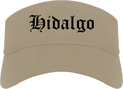 Hidalgo Texas TX Old English Mens Visor Cap Hat Khaki