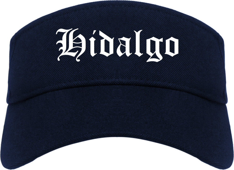 Hidalgo Texas TX Old English Mens Visor Cap Hat Navy Blue