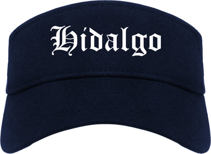Hidalgo Texas TX Old English Mens Visor Cap Hat Navy Blue