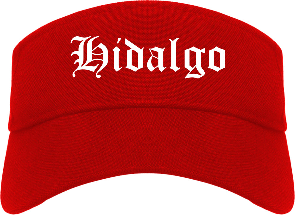Hidalgo Texas TX Old English Mens Visor Cap Hat Red