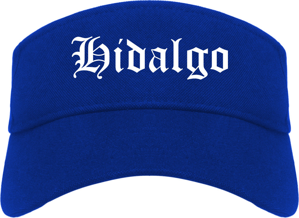 Hidalgo Texas TX Old English Mens Visor Cap Hat Royal Blue