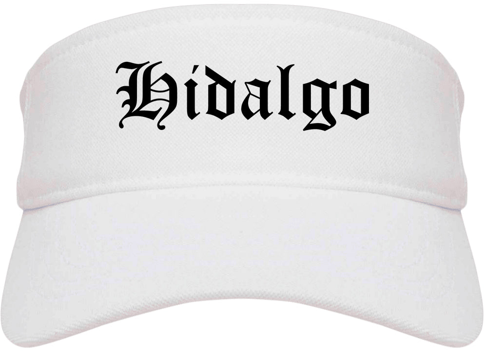 Hidalgo Texas TX Old English Mens Visor Cap Hat White