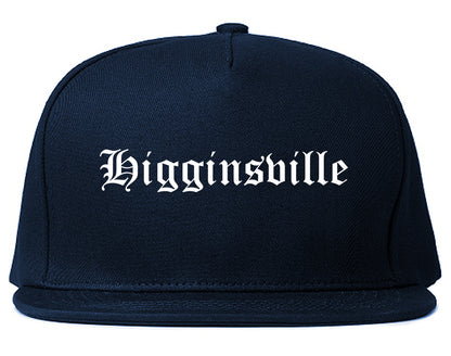 Higginsville Missouri MO Old English Mens Snapback Hat Navy Blue