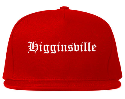Higginsville Missouri MO Old English Mens Snapback Hat Red