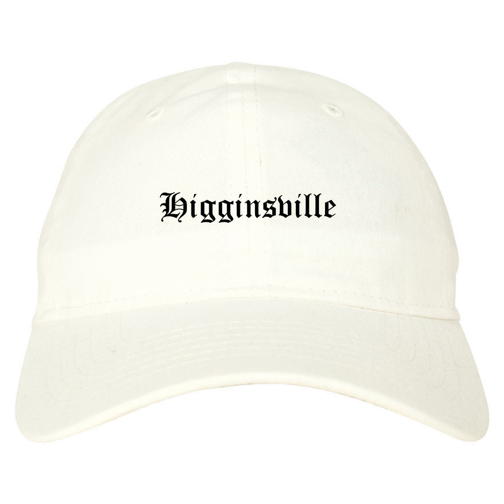 Higginsville Missouri MO Old English Mens Dad Hat Baseball Cap White